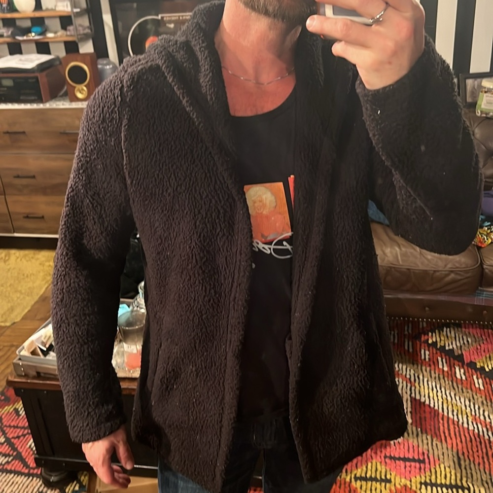 H&M fuzzy super soft hooded sweatshirt cardigan sweater